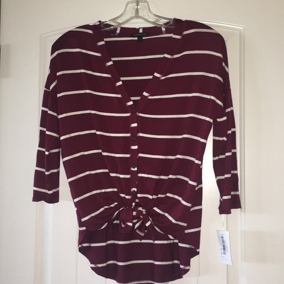 NWT maroon and white striped top - Picture 1 of 2